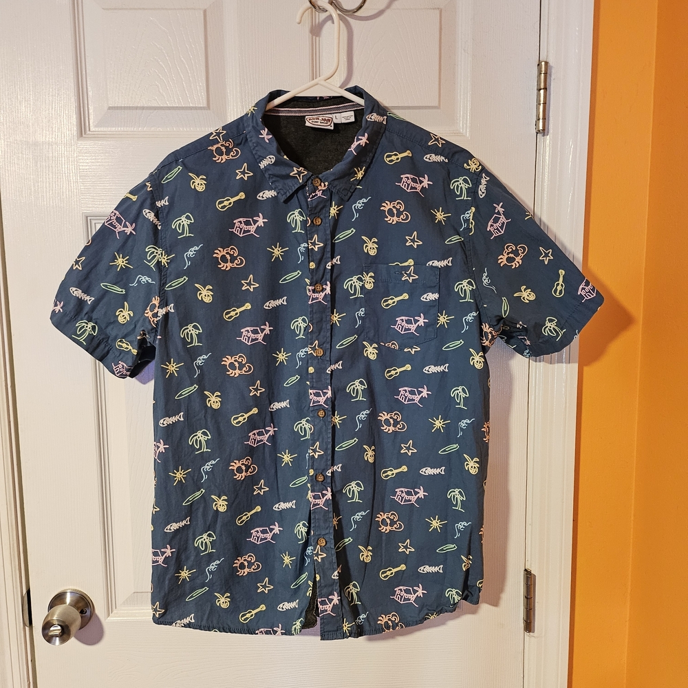 Ron Jon Surf Shop Mens Button Down Short Sleeve Shirt, Size LG